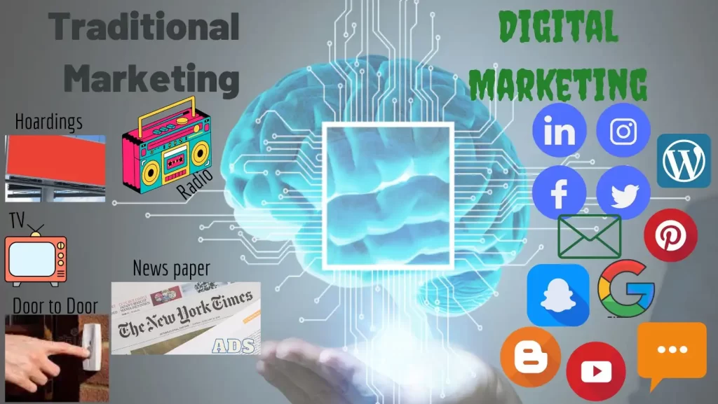 how to difference between traditional and digital marketing -which is better and give much opportunity to grow in digitalization -a revolution helps in this field to choose which is good?